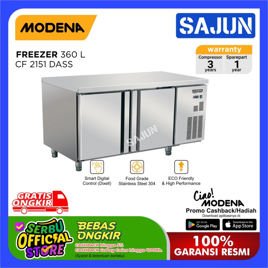Modena Kulkas Pendingin Freezer 360L / Undercounter 150cm CF 2151 DASS