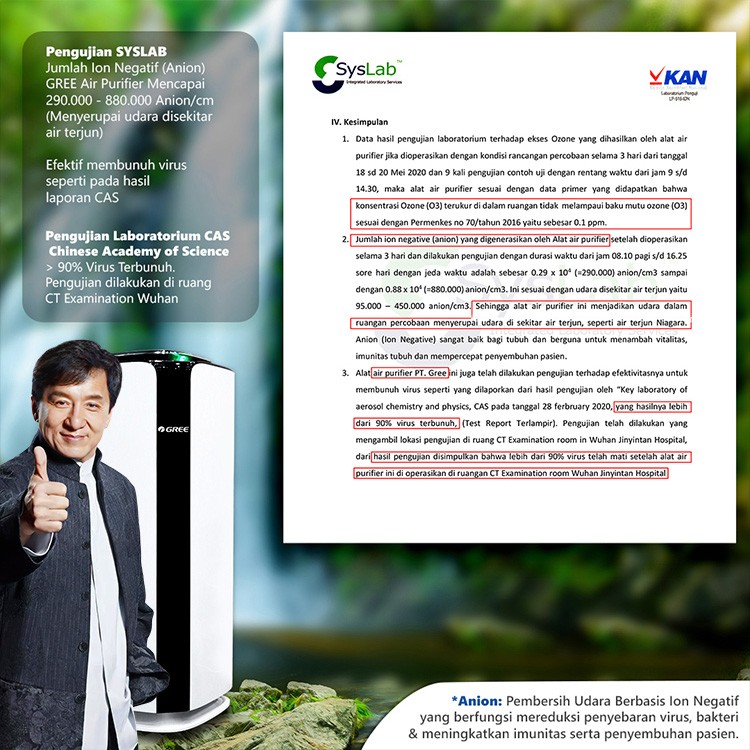 GREE Air Purifier GCC400DENA 99% Ampuh membunuh Virus Corona