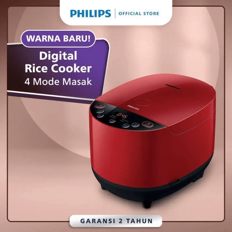 Philips HD4515 Rice Cooker Digital 1.8 Liter Fuzzy Logic HD-4515 /33 - Merah