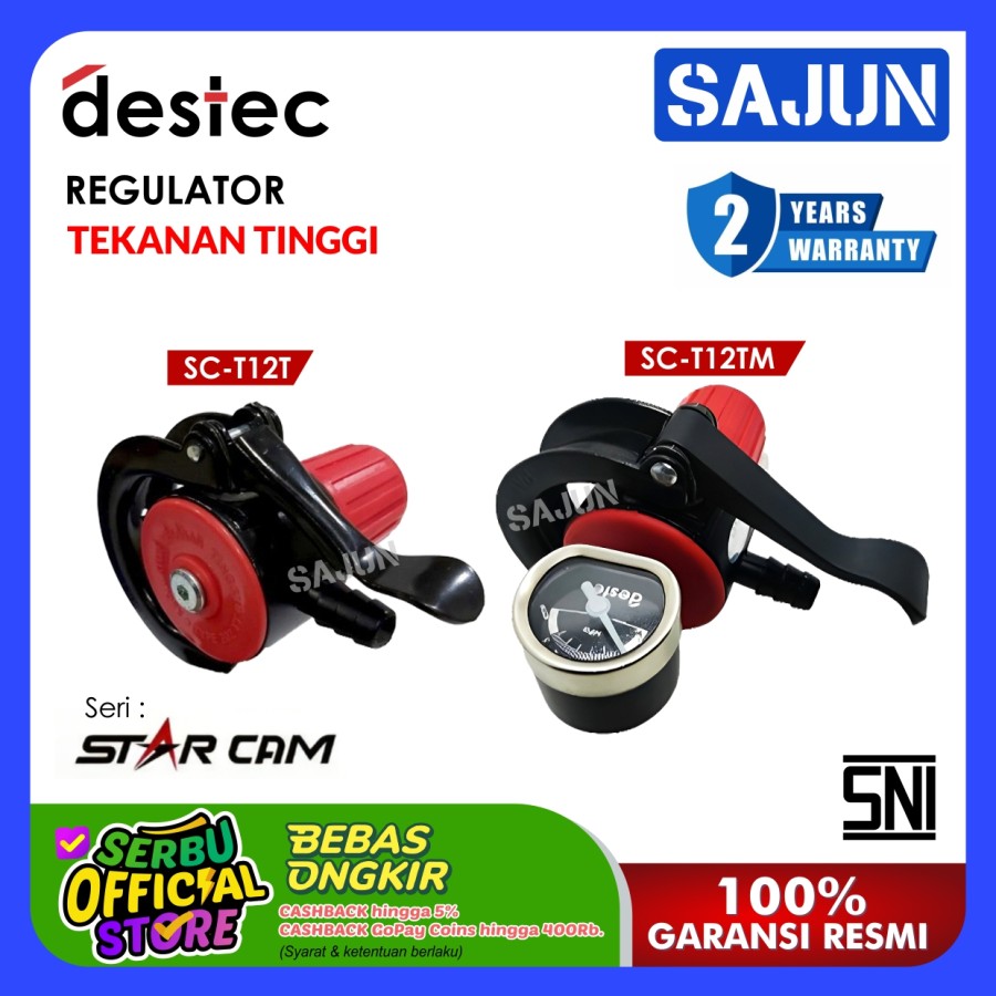 Destec Starcam Regulator Gas Tekanan Tinggi Anti Bocor SC-T12T - Non Meter