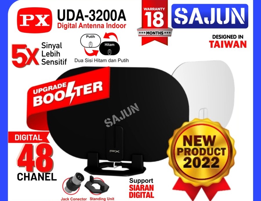 PX UDA-3200A Antena TV Digital Analog Indoor Dinding DVB T2 + Booster
