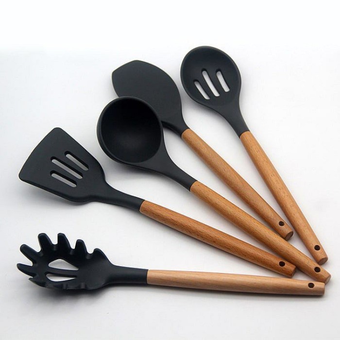 IDEALIFE Kitchen Utensils Spatula Sodet Tools Silicone & Beech IL-172A