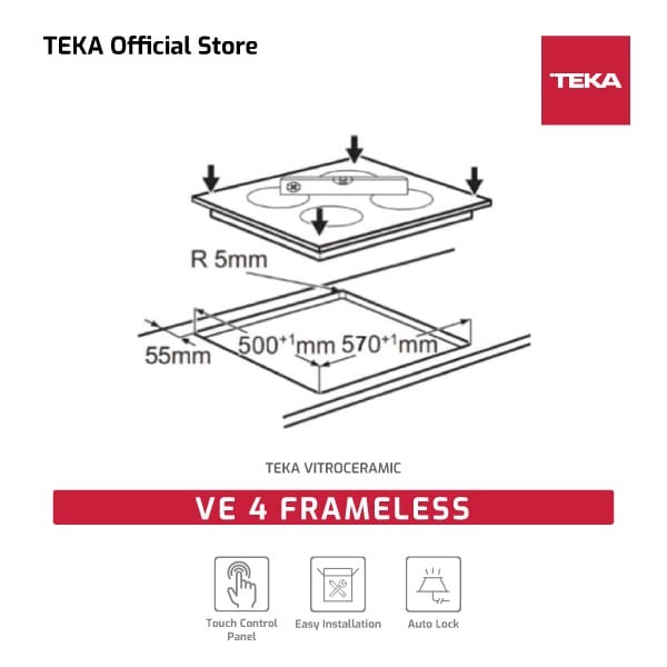 Teka Kompor Tanam Listrik Vitro Ceramic VE-4-Frameless (60 cm)
