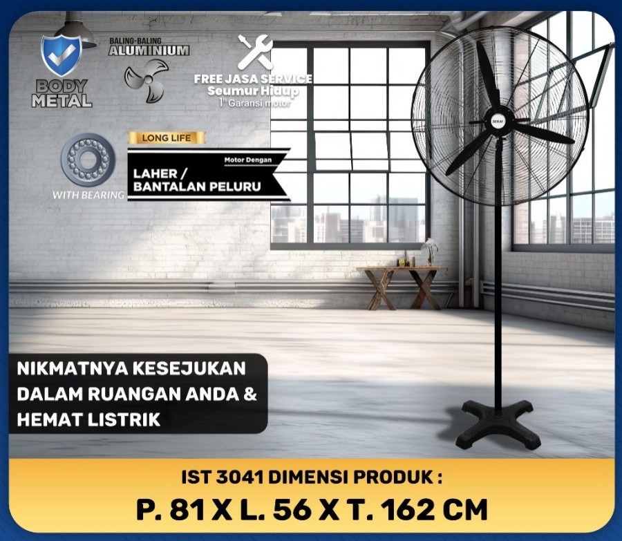 Sekai Kipas Angin Berdiri Tornado IST2041 | IST2641 | IST3041 Tumpu Industri 20 / 26 / 30 Inch IST 2041 2641 3041
