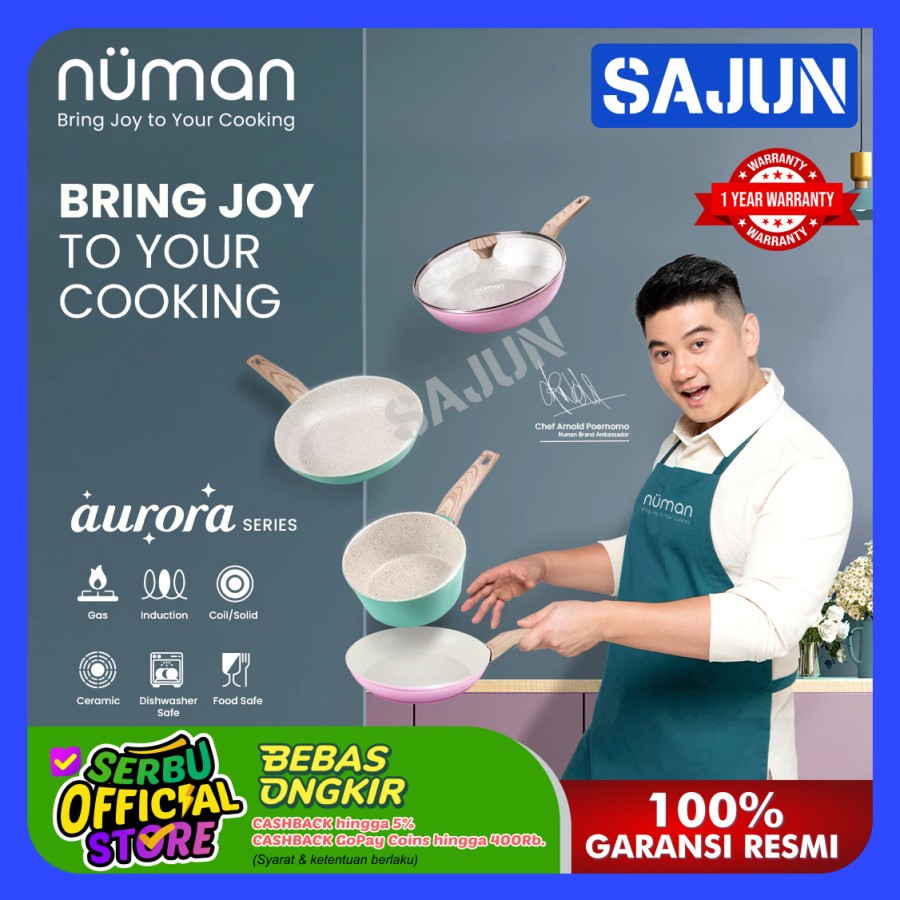 Numan Aurora Series - Cookware Set / Panci Masak Marble Set Isi 3
