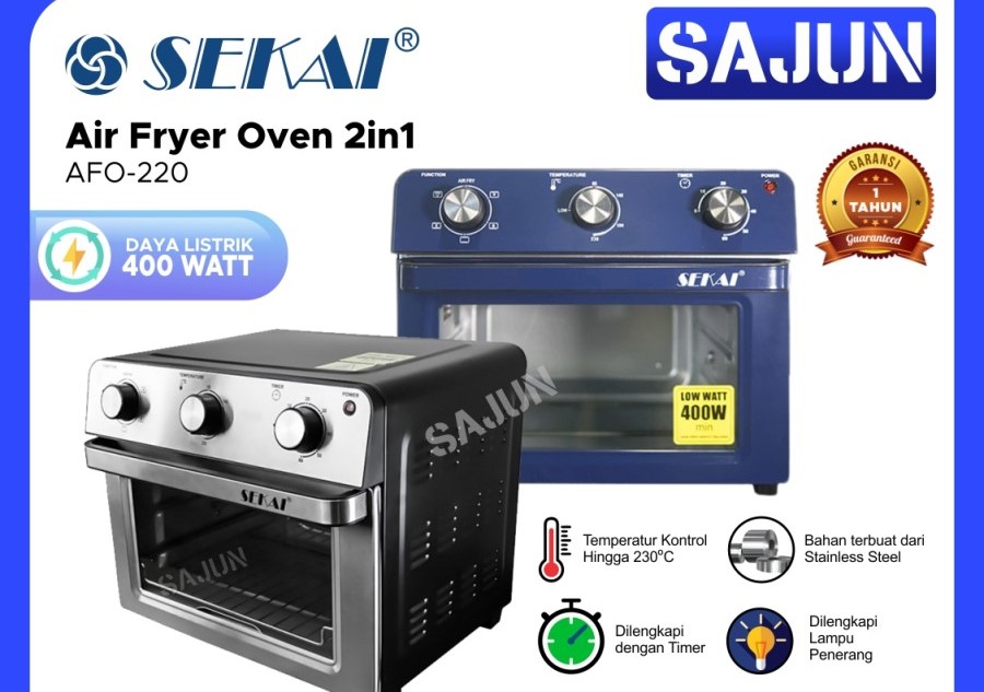 SEKAI Air Fryer Oven 2in1 AFO220 Kapasitas 22 Liter AFO 220 - Biru