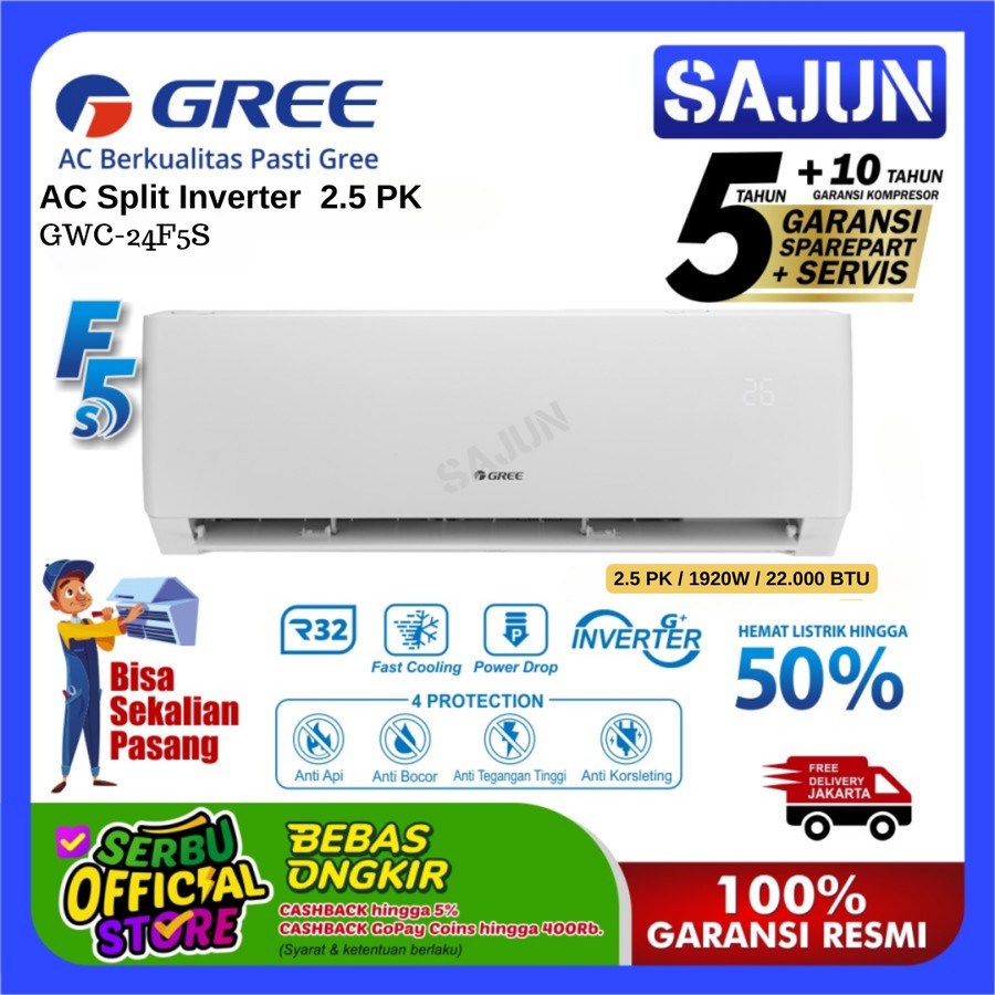 Gree AC Split Inverter 2.5 PK GWC-24F5S / GWC24F5S R32