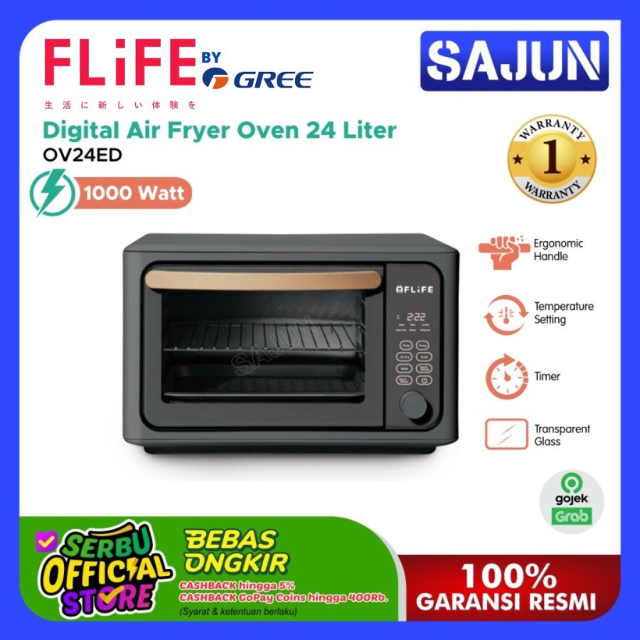 FLIFE DIGITAL AIR FRYER TOASTER OVEN OV24ED 24 LITER