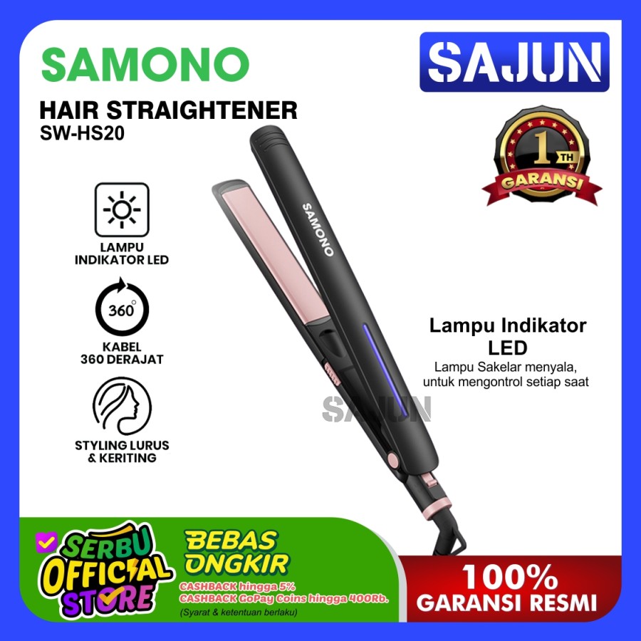 SAMONO Hair Straightener SW-HS20 Catokan Rambut 2in1 SWHS20