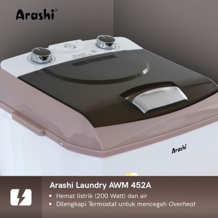 Arashi Laundry AWM 452A Mesin Cuci Mini 1 Tabung 4.5 KG AWM452A