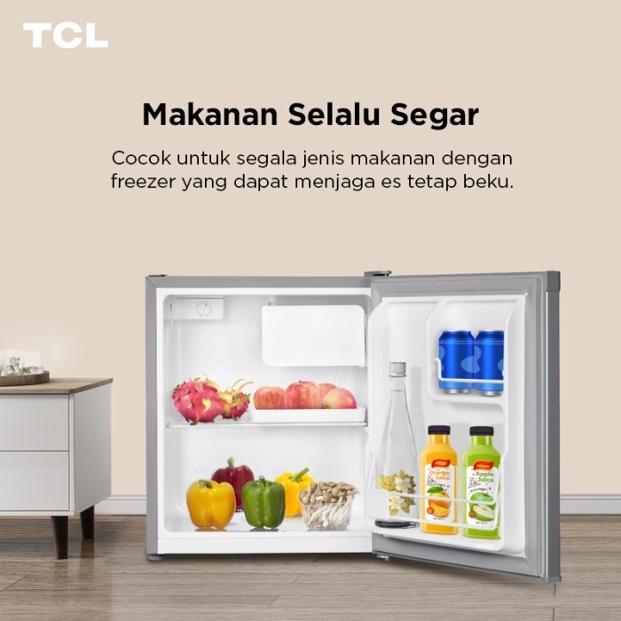 TCL Kulkas Mini Bar (Refrigerator) - Kapasitas 50L - Freezer Zone - Adjustable Feet - Adjustable Thermostat (Model: F50-A50)