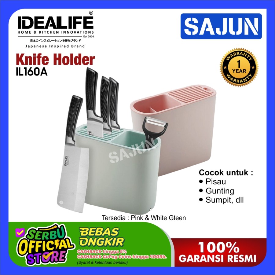 IDEALIFE Knife Holder Tempat Simpanan Pisau Dapur IL-160A / IL160A