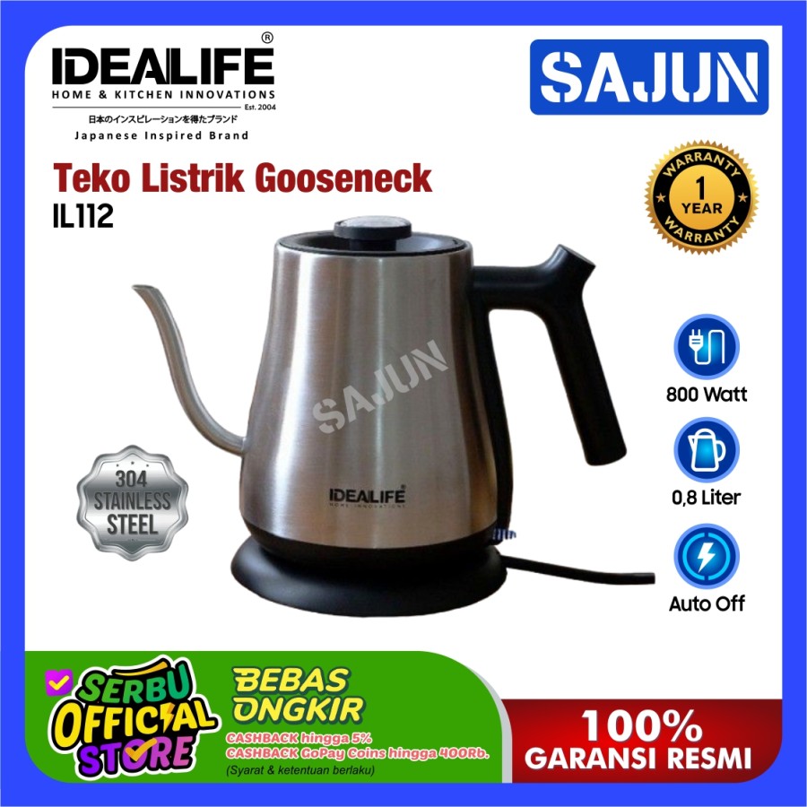 IDEALIFE Electric Gooseneck Ketel IL112 Teko Air Teh Kopi Angsa IL-112