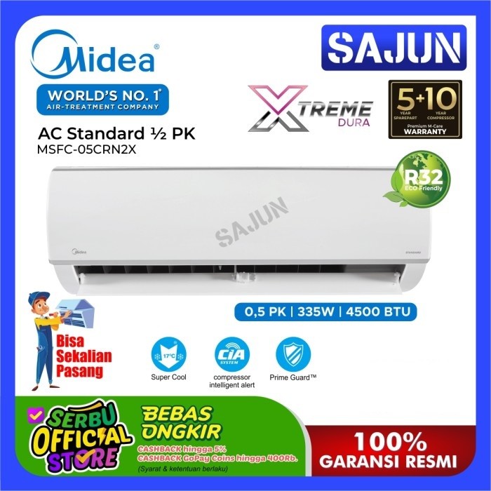 Midea AC Split 1/2 PK MSFC-05CRN2X AC Standard 0.5 PK MSFC-05CRN2