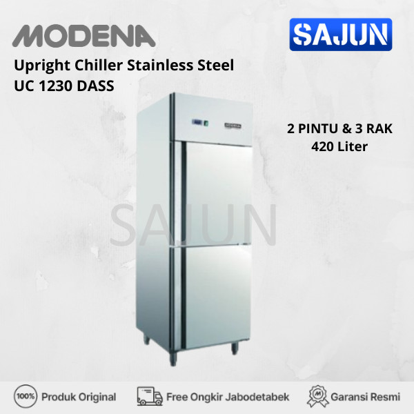 Modena Upright Chiller 2 Door 420L UC 1230 DASS Kulkas Dapur Stainless