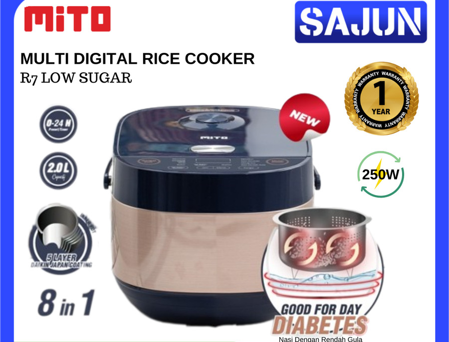 Mito R7 GLOW Multi Digital Rice Cooker 2 Liter 8 in 1 Menu - R7 Low Sugar