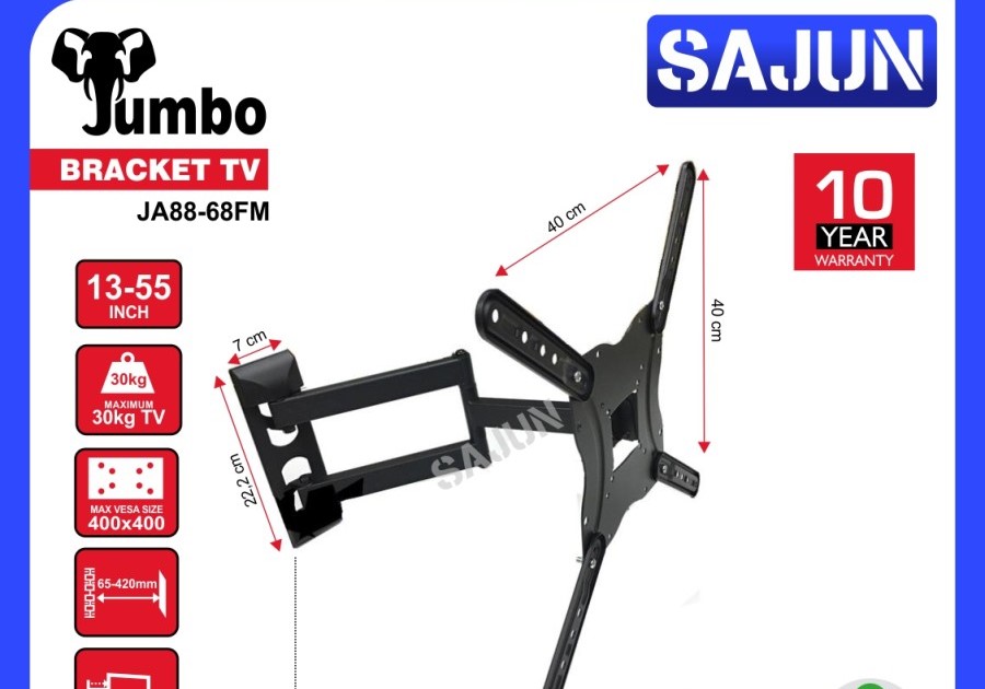 Bracket TV LED Jumbo JA88-68FM Braket Gantung Ukuran 37 - 80 Inch