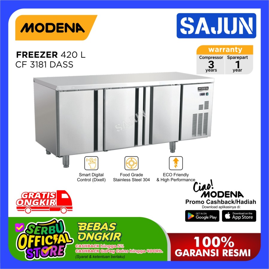 Modena Kulkas Pendingin Freezer 420L / Undercounter 180cm CF 3181 DASS