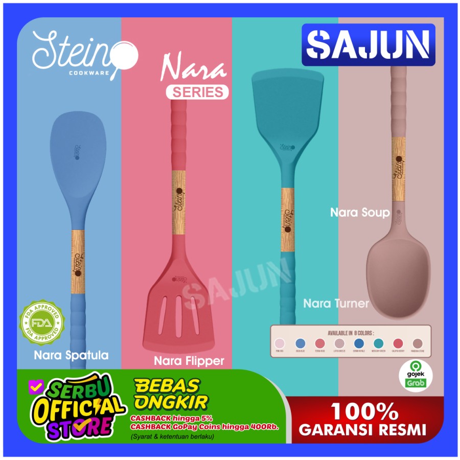 Stein Cookware Nara Sutil Flipper Soup Spatula Turner ( Sutil Masak ) - NARA SOUP - IBIZA BLUE