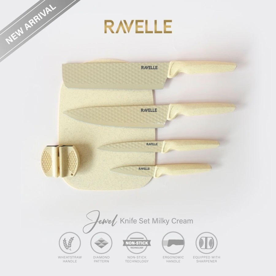 RAVELLE Jewel Knife Set 6 in 1 Non Stick Diamond Knife