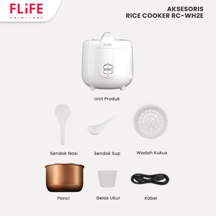FLIFE Rice Cooker RC-WH2E Penanak Nasi Electric 2 Liter 3D RCWH2E