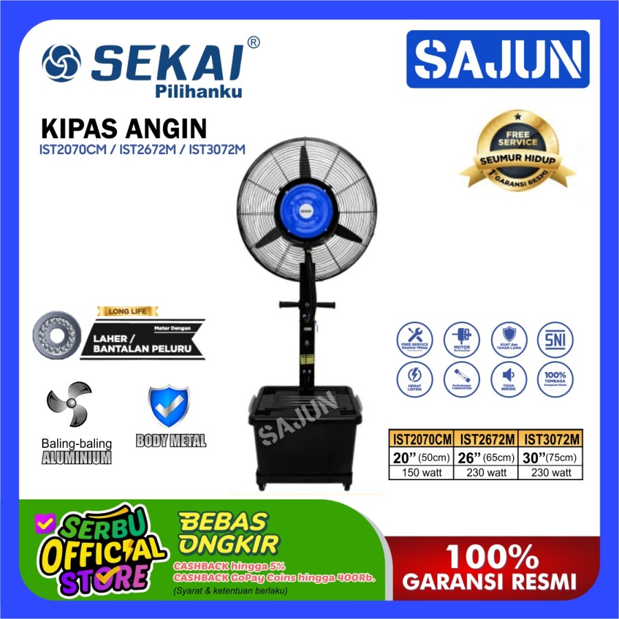 Sekai Kipas Angin Berdiri Tornado ( IST2070CM / IST2672M / IST3072M ) Kipas Angin Tumpu Misty/Kabut Industri ( 20 Inch / 26 Inch / 30 Inch ) - ( IST 2070 CM / ST 2672 M / IST 3072 M )