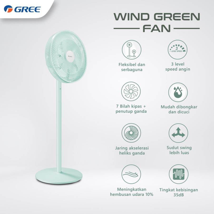 GREE Wind Green Fan - Kipas Angin Fleksibel GCF-12IGN / GCF-14IGN - 12 Inch
