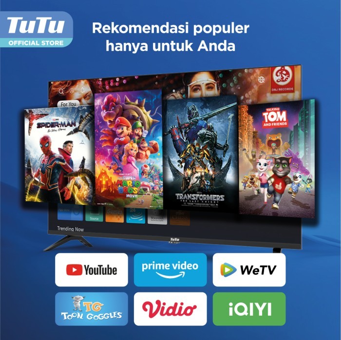 TUTU Smart TV 43 inch - Smart Coolita OS - Full HD - Dolby Audio - WiFi - HDMI Youtube/ Prime Video Model IDTT43C01