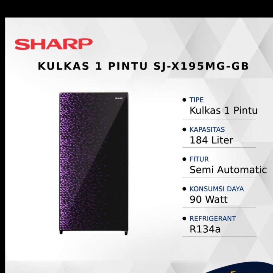 KULKAS SHARP 1 PINTU SJ-X195MG-GB (UNIT EKSDISPLAY)