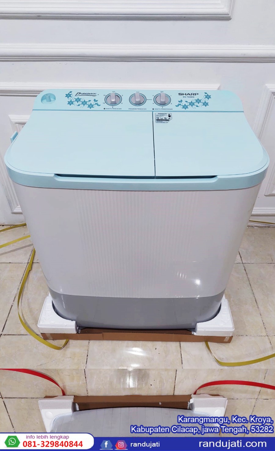 WM TWIN TUB SHARP ES-T90MW-HK