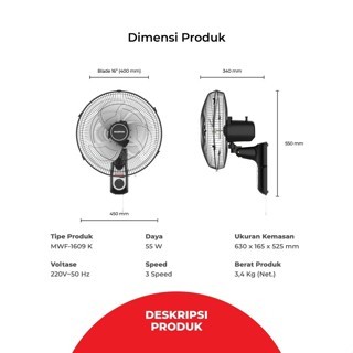 WALL FAN MASPION MWF-1609K