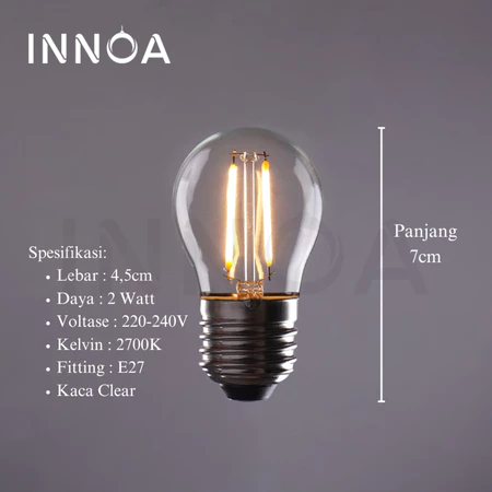 Lampu LED Kuning Filamen Bohlam E27 G45 2W 4W INNOA