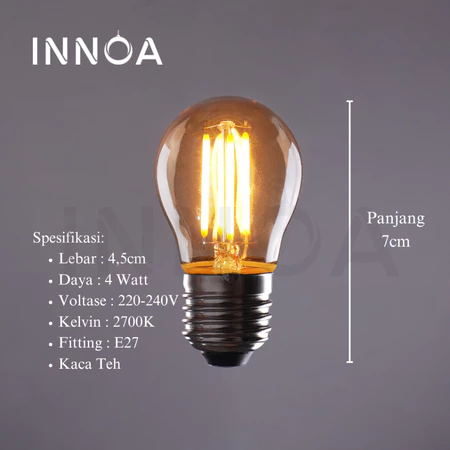 Lampu LED Kuning Filamen Bohlam E27 G45 2W 4W INNOA