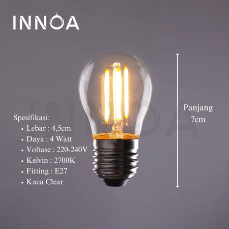 Lampu LED Kuning Filamen Bohlam E27 G45 2W 4W INNOA
