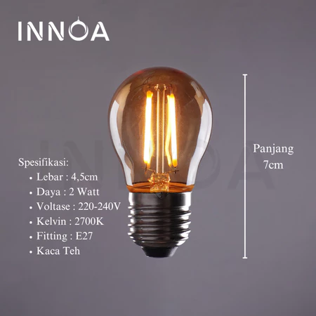 Lampu LED Kuning Filamen Bohlam E27 G45 2W 4W INNOA