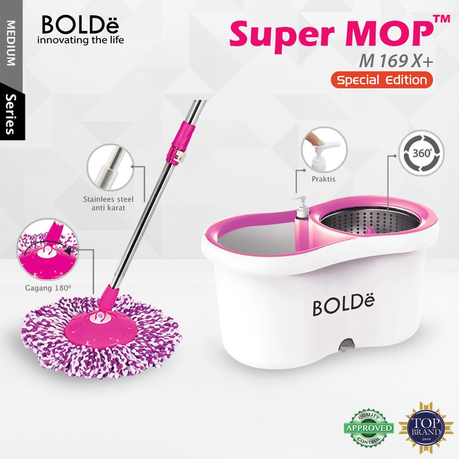 BOLDe Supermop 169X Special Edition Alat Pel - Putih Pink