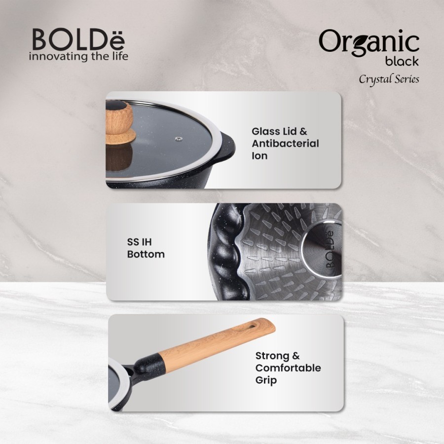 Bolde Organic Black Series Stir Fry 24cm + Lid