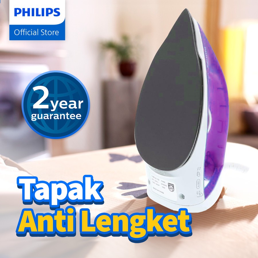 PHILIPS Dry Iron GC122 Setrika - GC-122 Garansi resmi GC 122 - GC122/37 Ungu