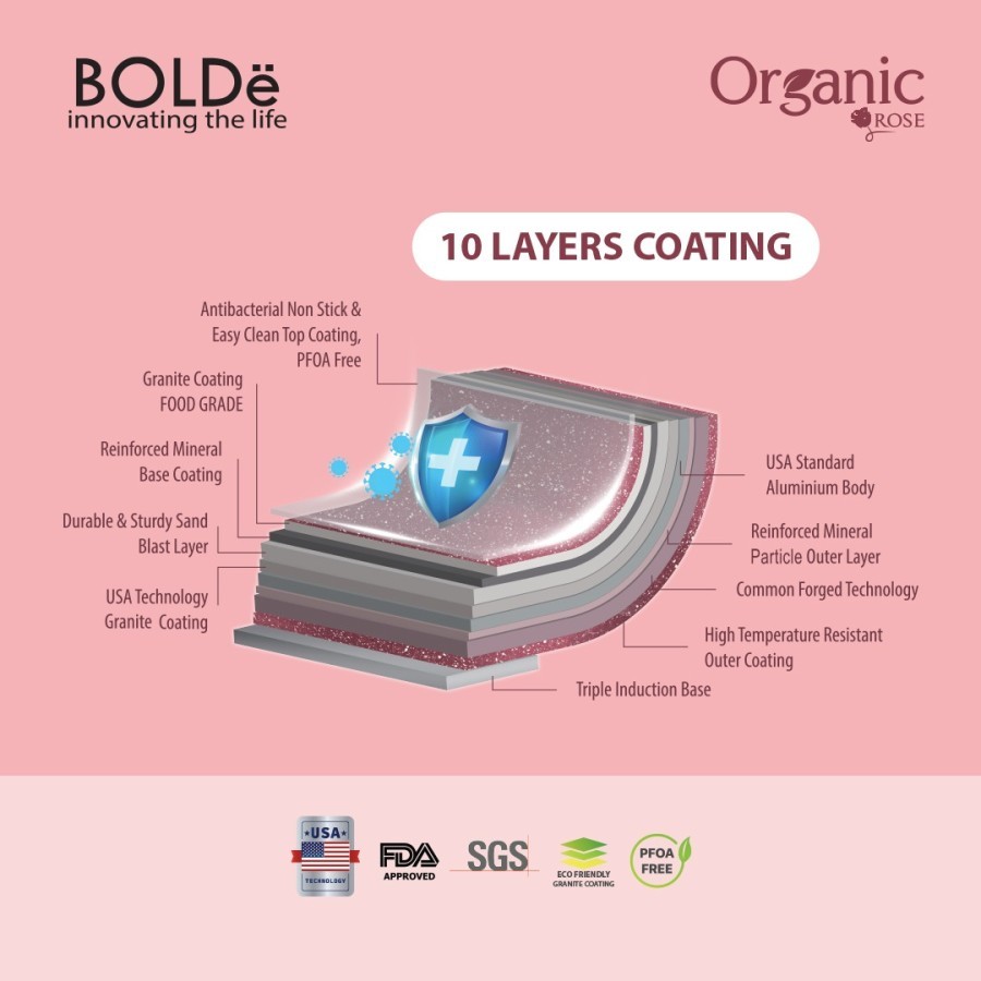 Bolde Organic Rose Sauce Pan 18cm Glass Lid