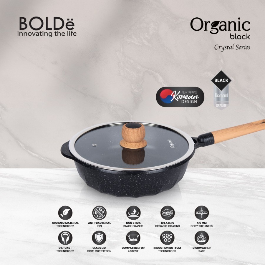 Bolde Organic Black Series Stir Fry 24cm + Lid