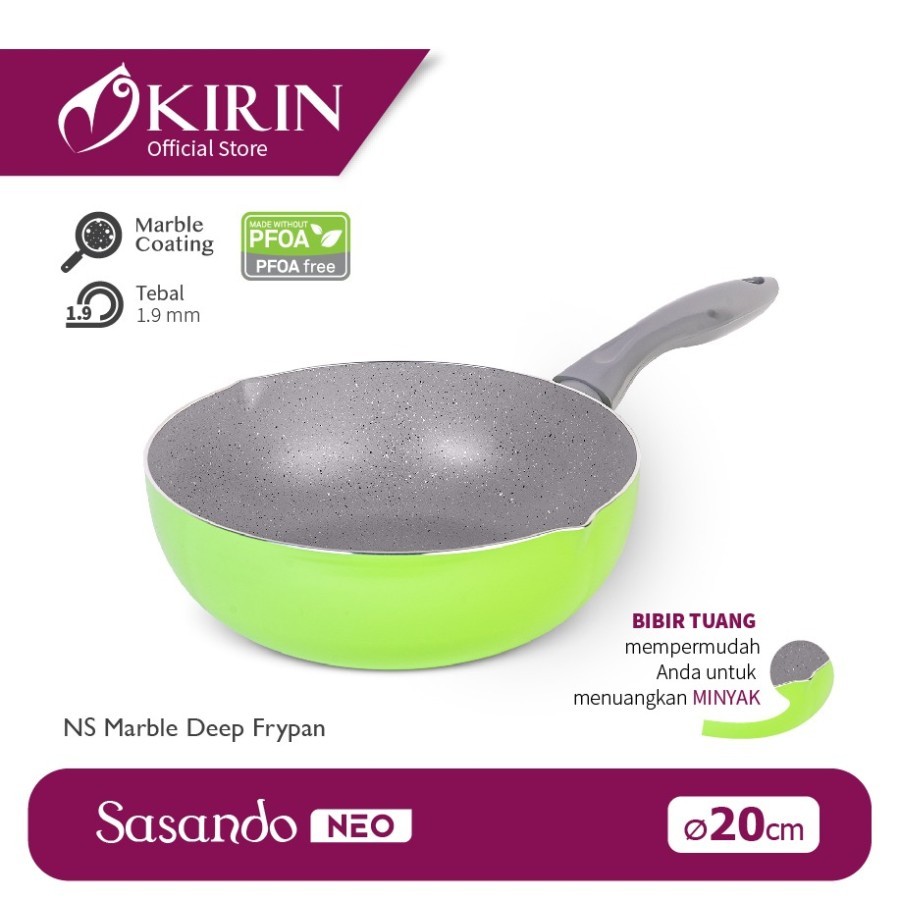 Kirin Marble Frypan Deep Sasando NEO 20 cm Marble Wajan