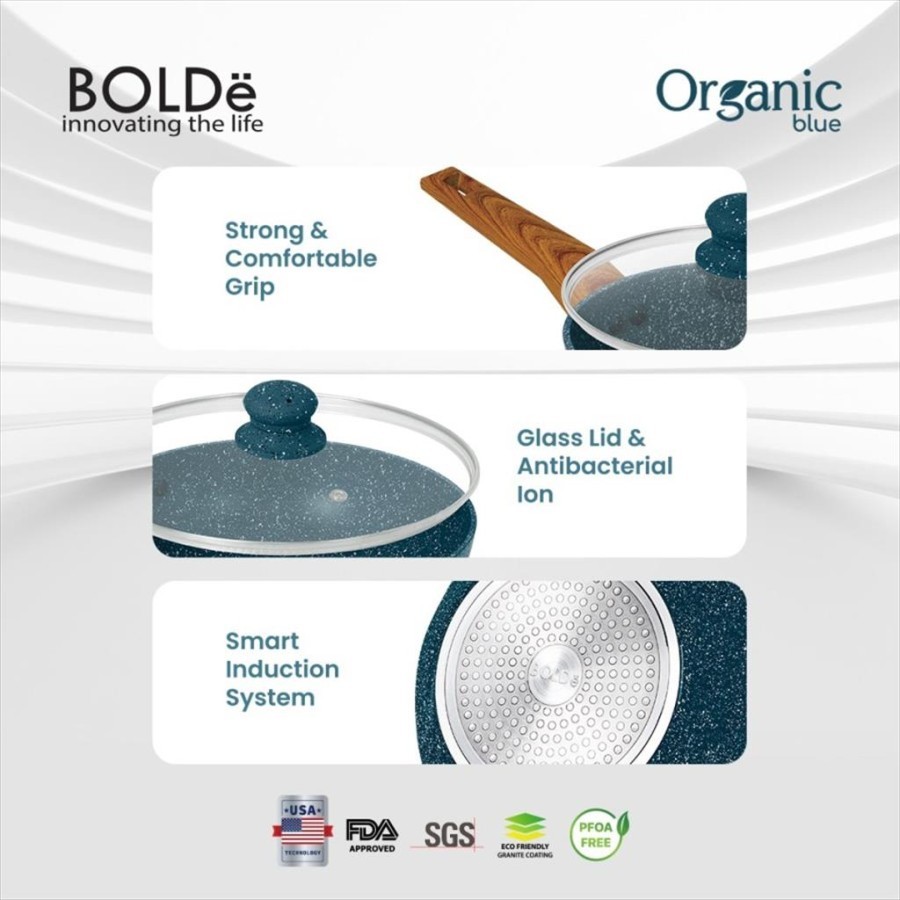 Bolde Organic Blue Cookware Set 5 Pcs Panci Wajan