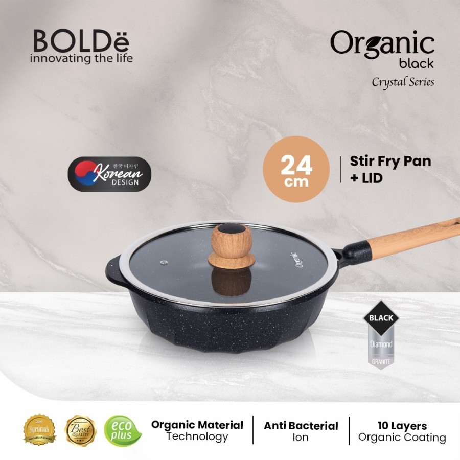 Bolde Organic Black Series Stir Fry 24cm + Lid