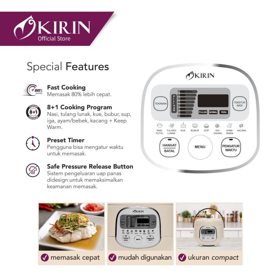KIRIN Rice Cooker Digital 8in1 KEP-601D