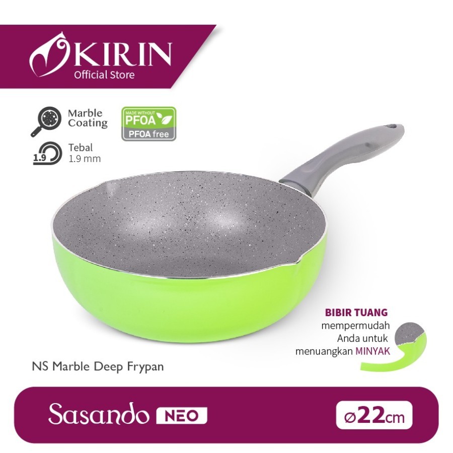 Kirin Marble Frypan Deep Sasando NEO 22 cm Marble Wajan