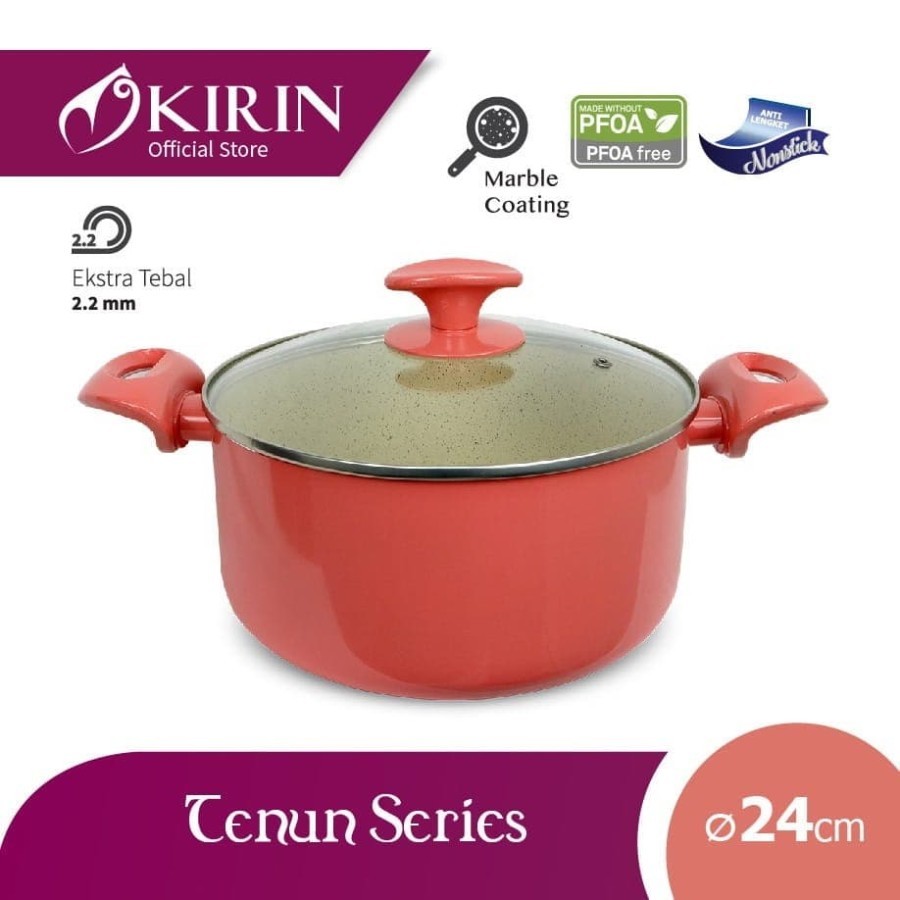Kirin Stock Pot Sauce Pan Tenun 24cm Teflon classic Panci Tutup