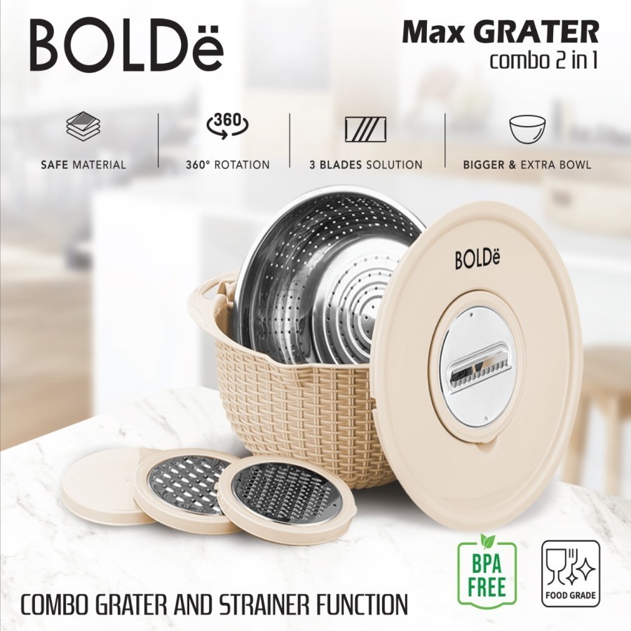 BOLDe MAX GRATER COMBO 2 IN 1 Parutan dan Pencuci Sayur