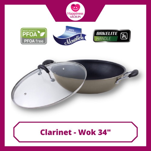 Kirin Wok Clarinet 34cm Teflon Classic Wajan
