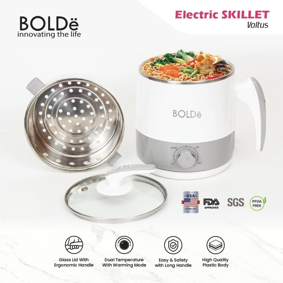 Bolde Electric Skillet Voltus Panci Masak Steamer Serbaguna 1,8 L