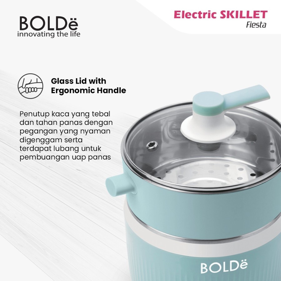 Bolde Electric Skillet Fiesta Panci Masak Steamer Serbaguna 1,2 L